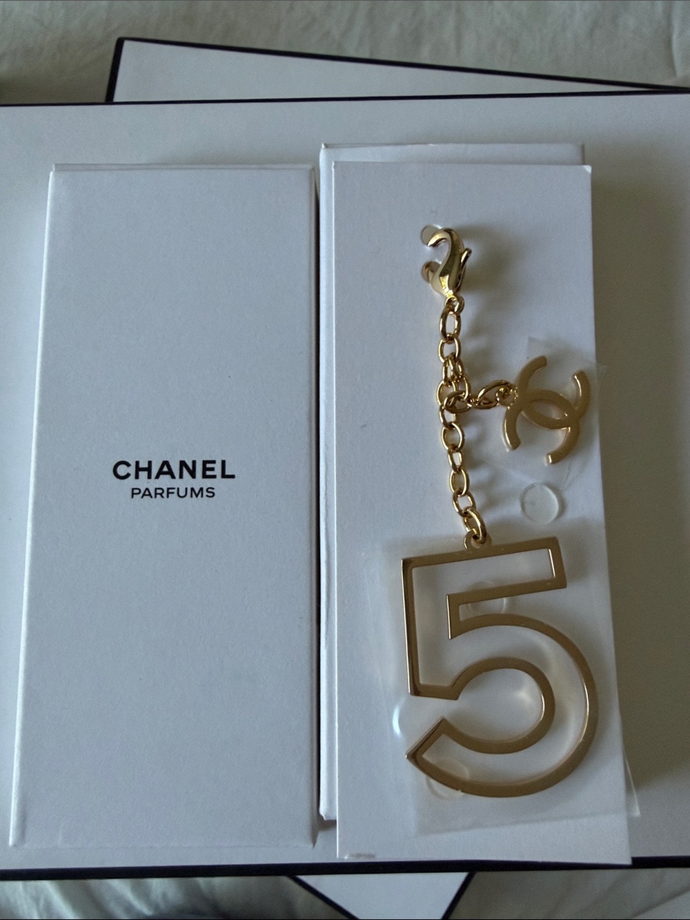CC Gold-Tone '5' Logo Keychain Charm